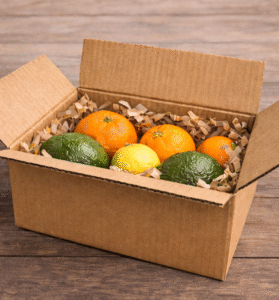 Schützende Verpackung mit frischen Früchten für einen sicheren Transport